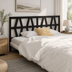 Comfortable 186 cm Black Slatted Pine Headboard