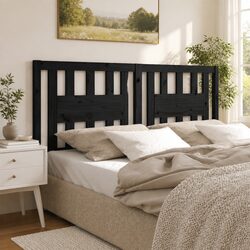 Comfortable Black Headboard Made of Solid Pine