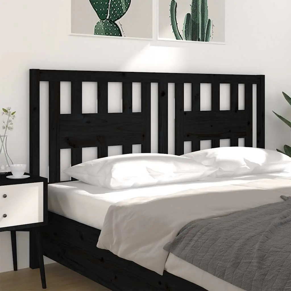 Black Headboard Made of Solid Pine