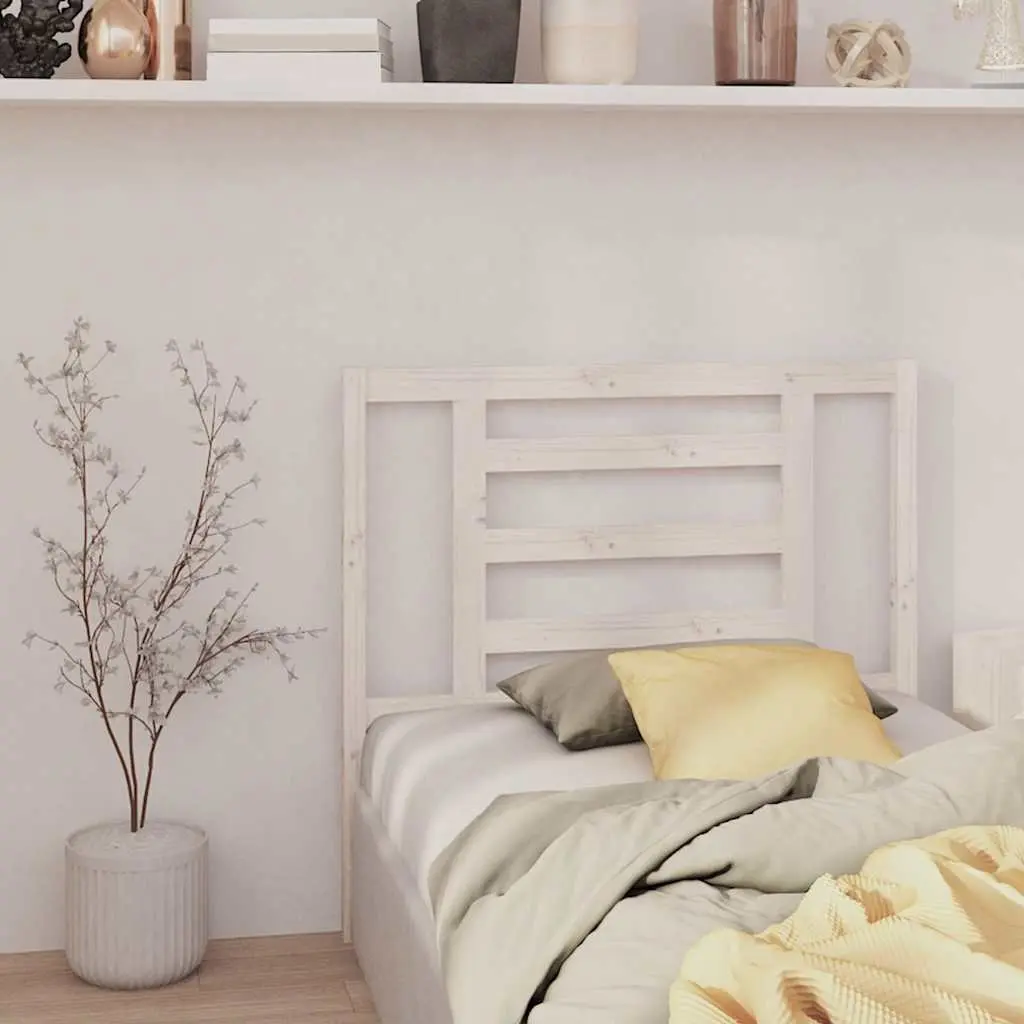 Bed Headboard White 96 cm Solid Pine Wood Slatted Design Bedroom Furniture
