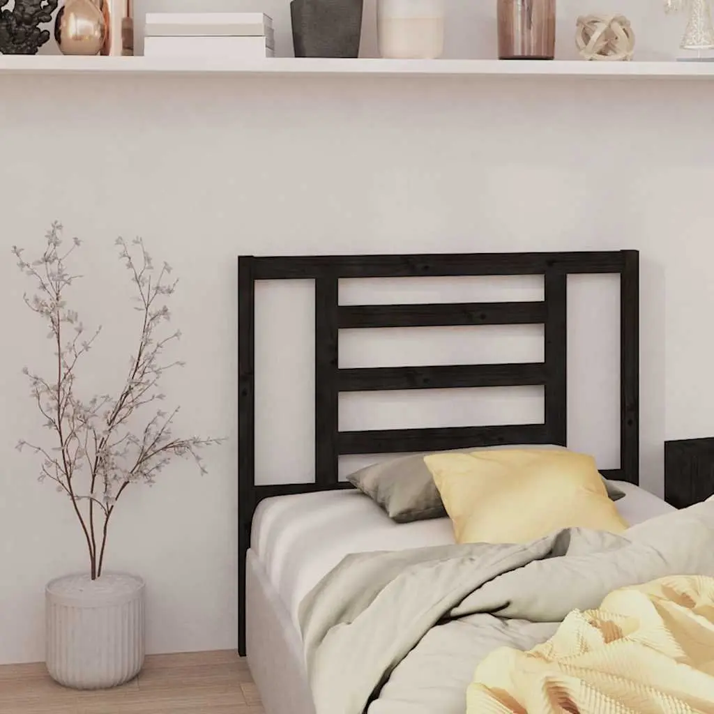 Bed Headboard Black 96 cm Solid Wood Pine Slatted Modern Bedroom Furniture