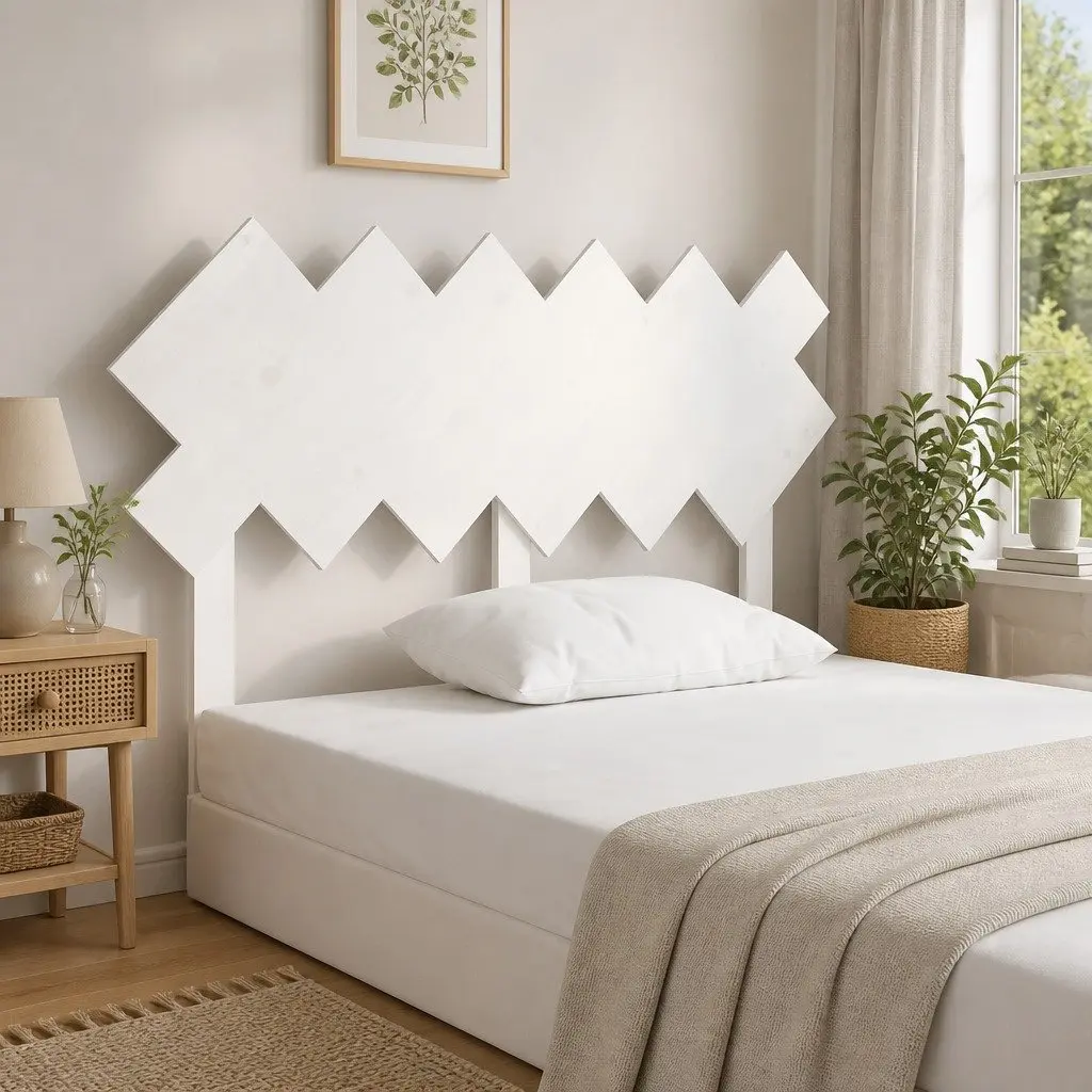 Bed Headboard White 132 cm Solid Pine Wood Bedroom Furniture