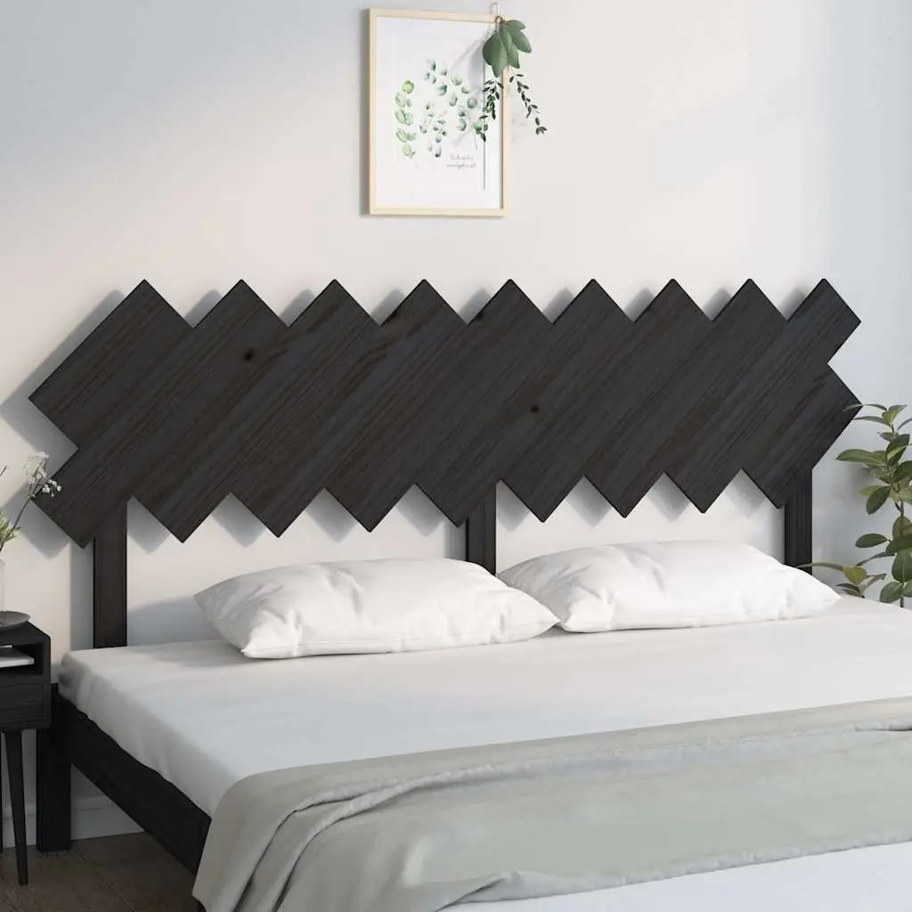 Bed Headboard Black 178 cm Solid Wood Pine Bedroom Furniture Wall Mount