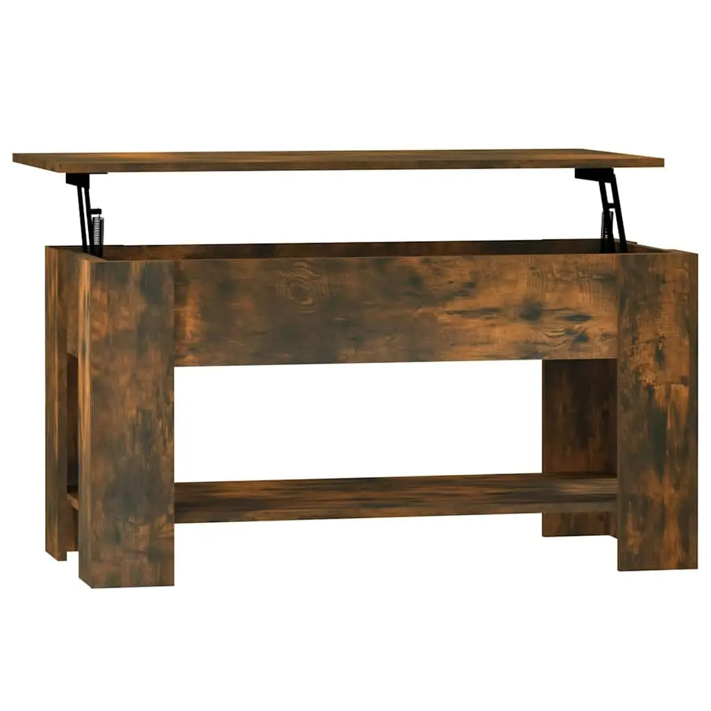 Coffee Table Lift-Top Design Smoked Oak Storage Hidden Compartment Living Room