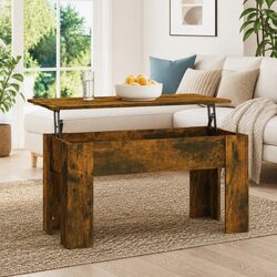Lift Top Coffee Table Brown Engineered Wood Living Room Storage Desk Furniture