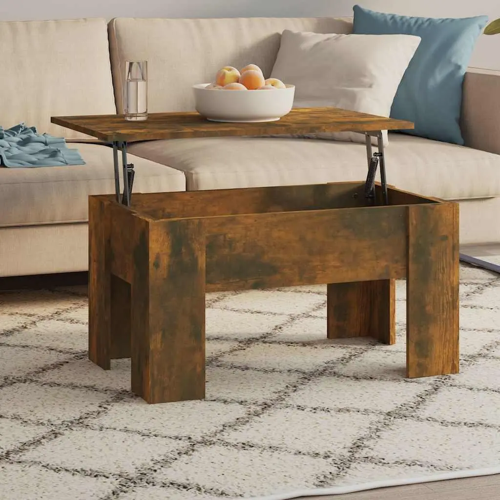 Coffee Table Lift Top Storage Compartment 79 x 49 x 41 cm Smoked Oak Brown
