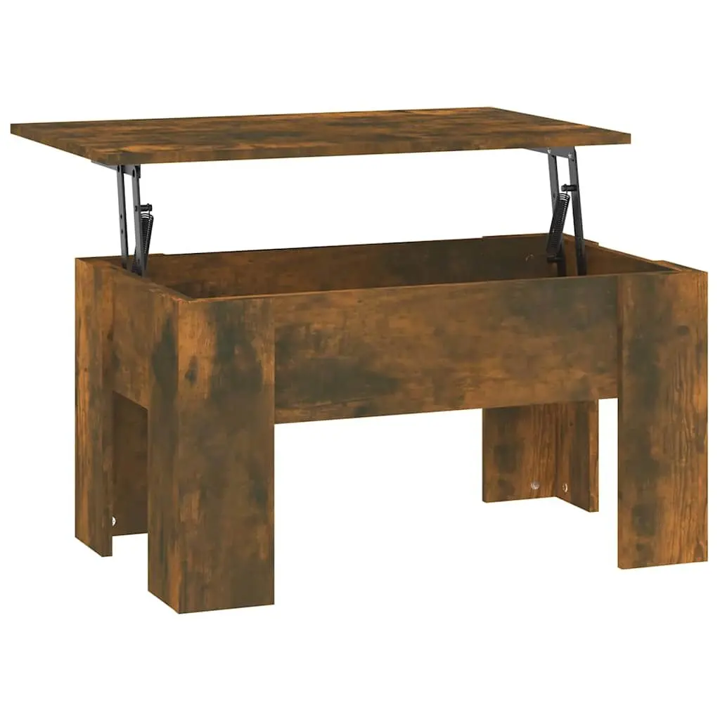 Coffee Table Lift Top Storage Compartment 79 x 49 x 41 cm Smoked Oak Brown