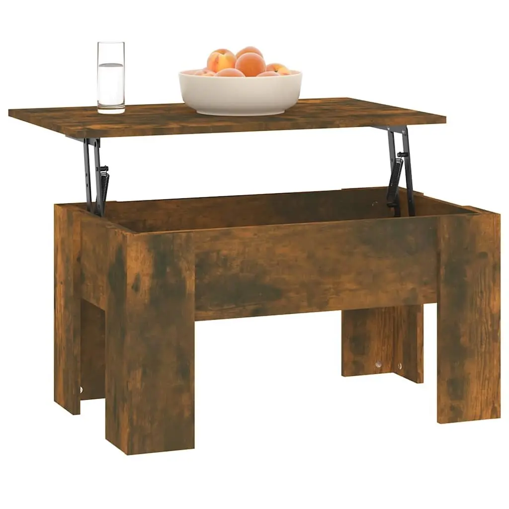 Coffee Table Lift Top Storage Compartment 79 x 49 x 41 cm Smoked Oak Brown