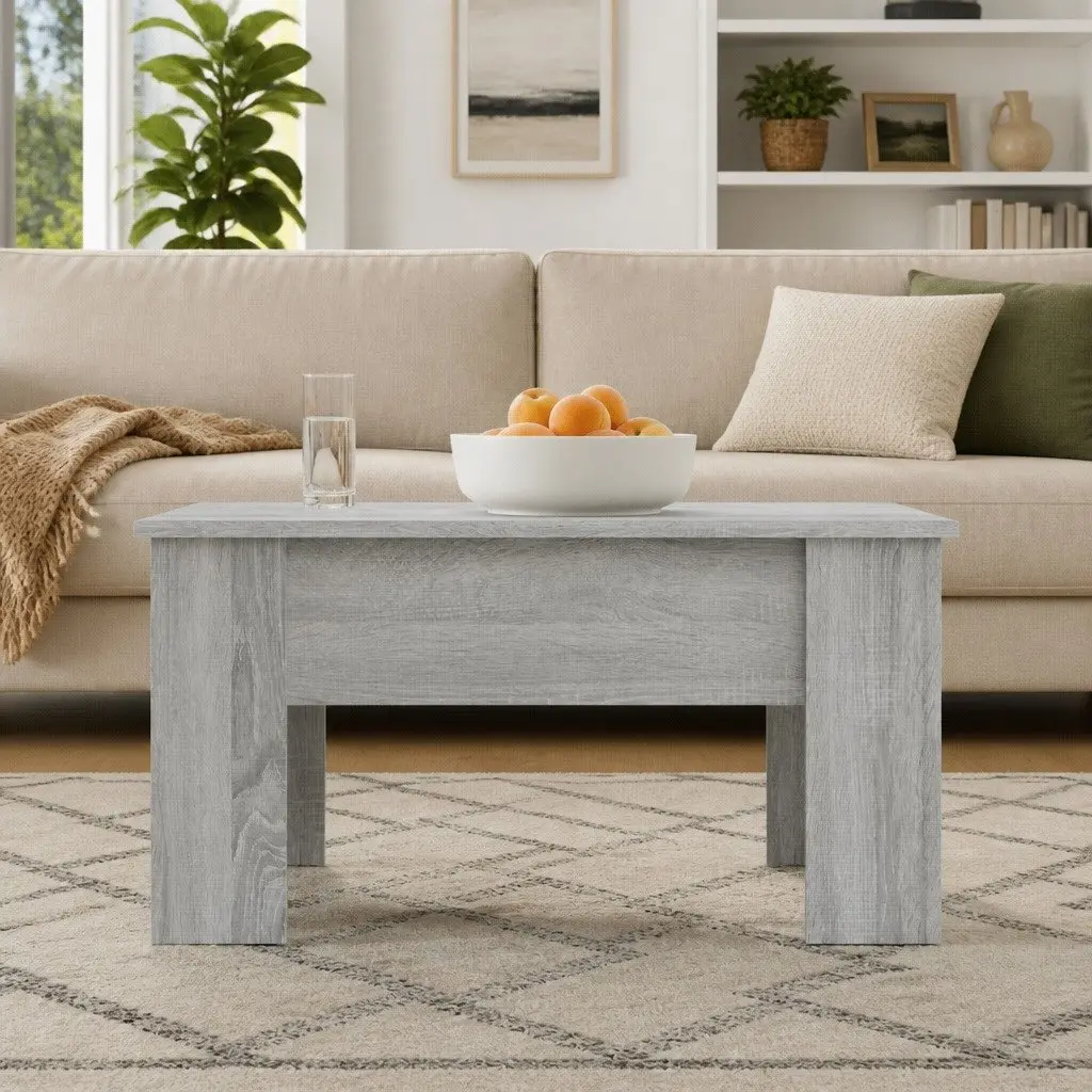 Grey Coffee Table with Lift-Top Convenience