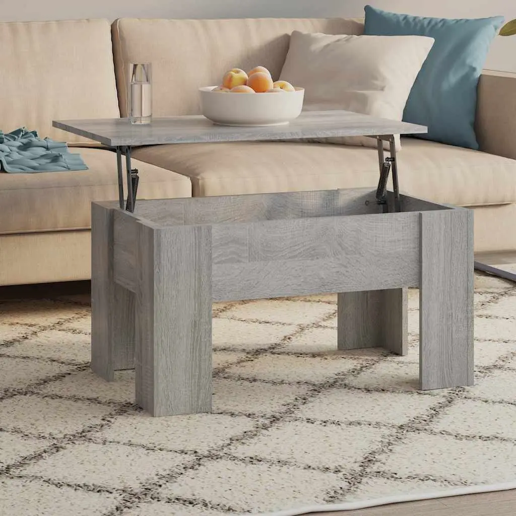 Grey Coffee Table with Lift-Top Convenience