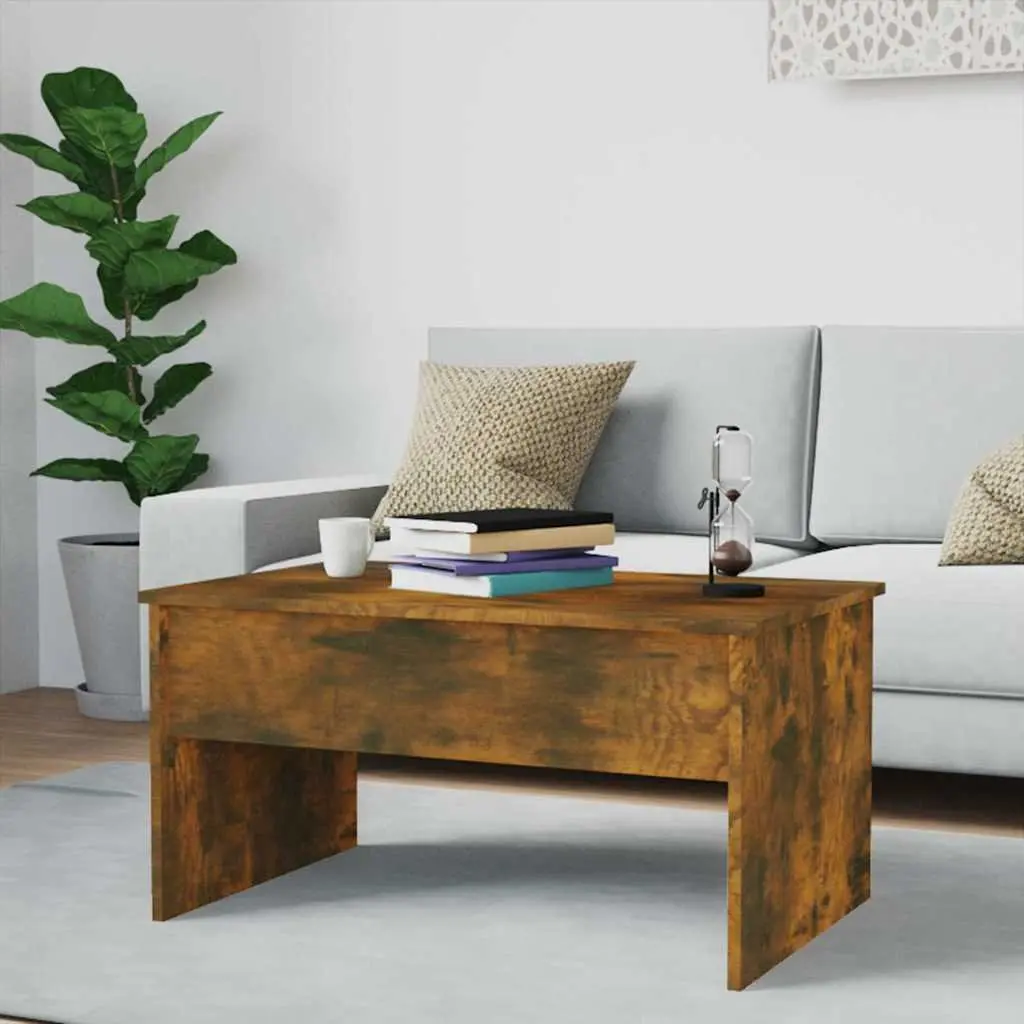 Coffee Table Lift Top Storage Compartment Smoked Oak Modern Living Room