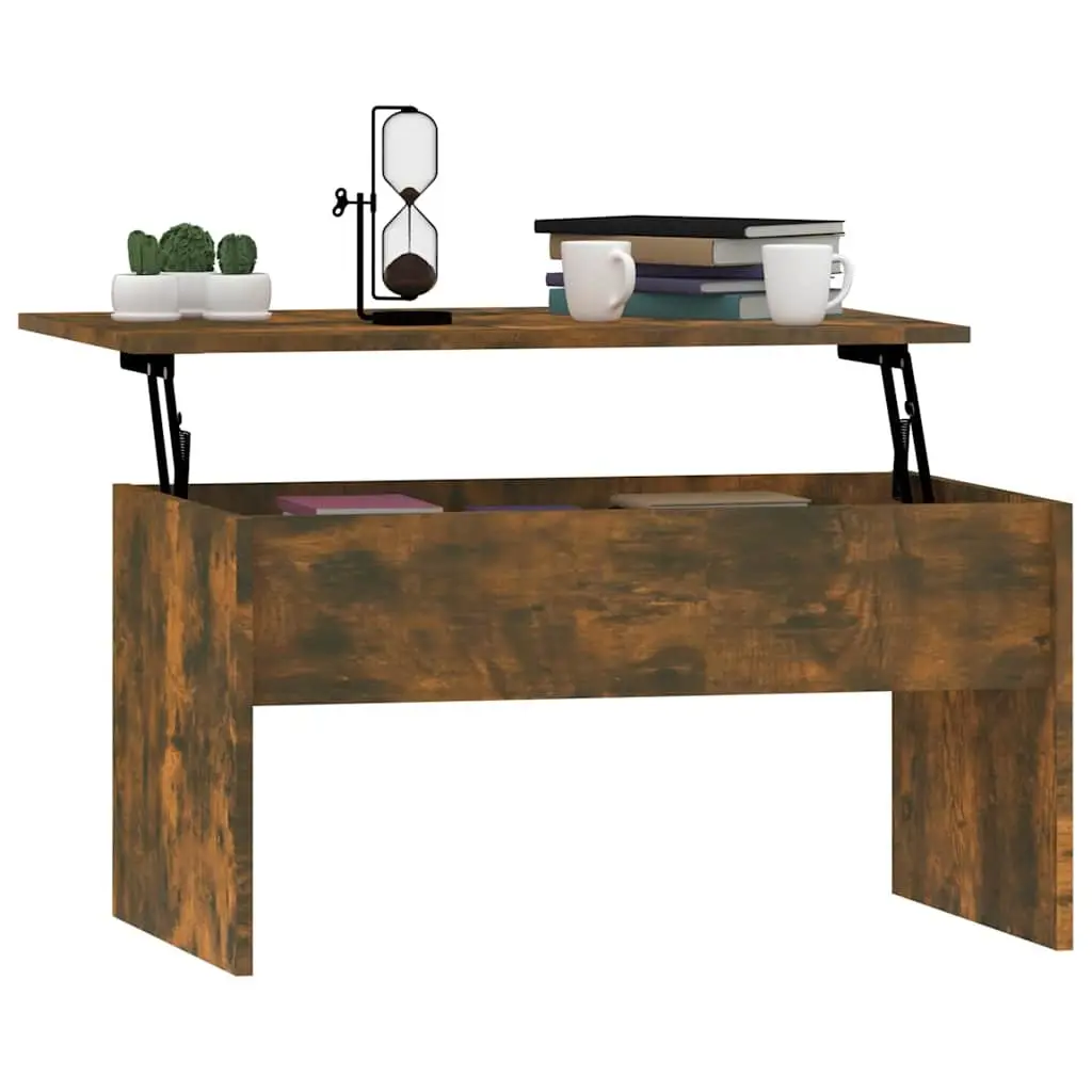Coffee Table Lift Top Storage Compartment Smoked Oak Modern Living Room