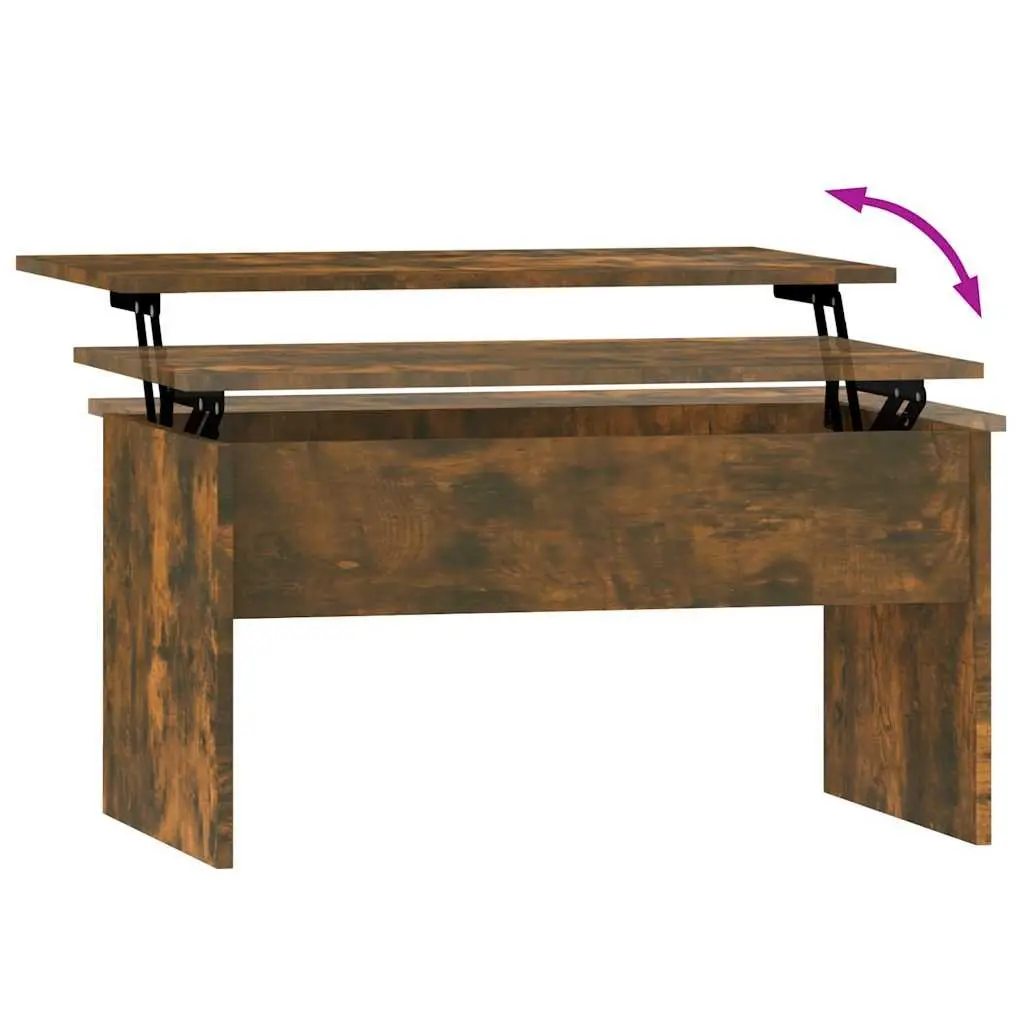 Coffee Table Lift Top Storage Compartment Smoked Oak Modern Living Room