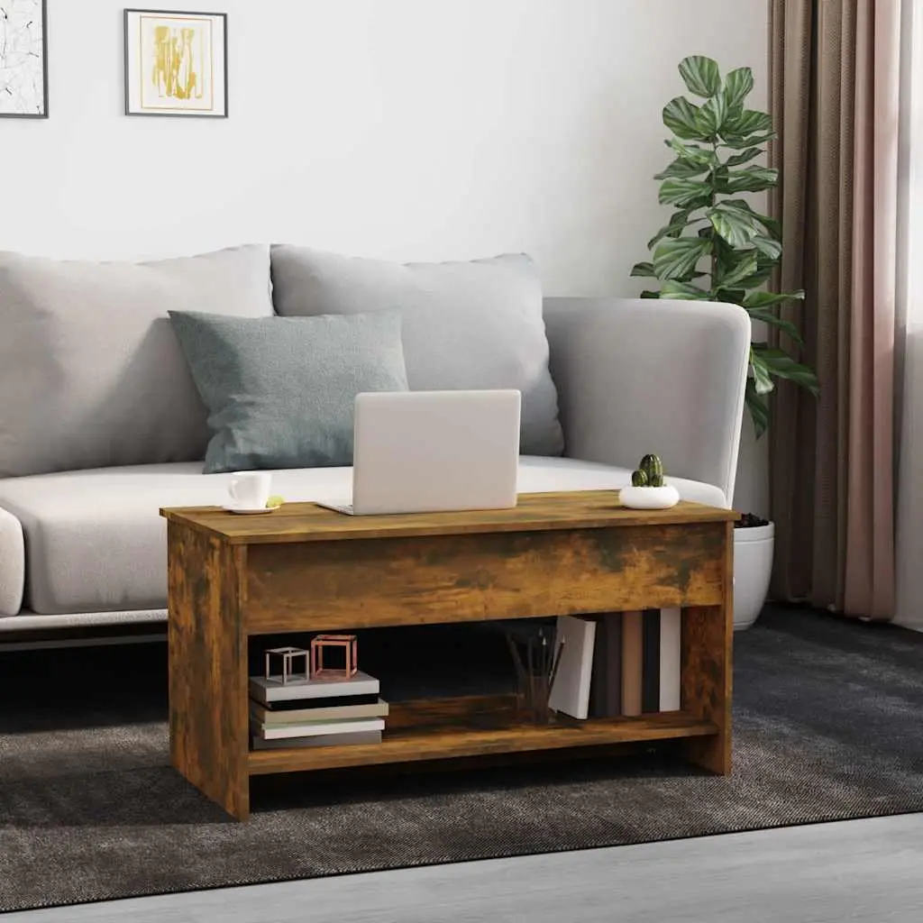 Coffee Table with Lift-Top Storage Compartment Brown Engineered Wood Accent