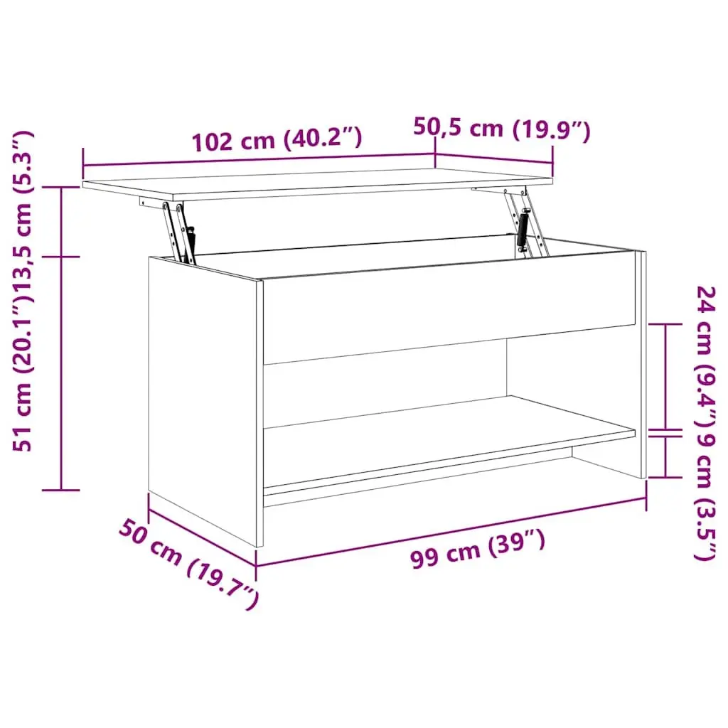 Coffee Table with Lift-Top Storage Compartment Brown Engineered Wood Accent