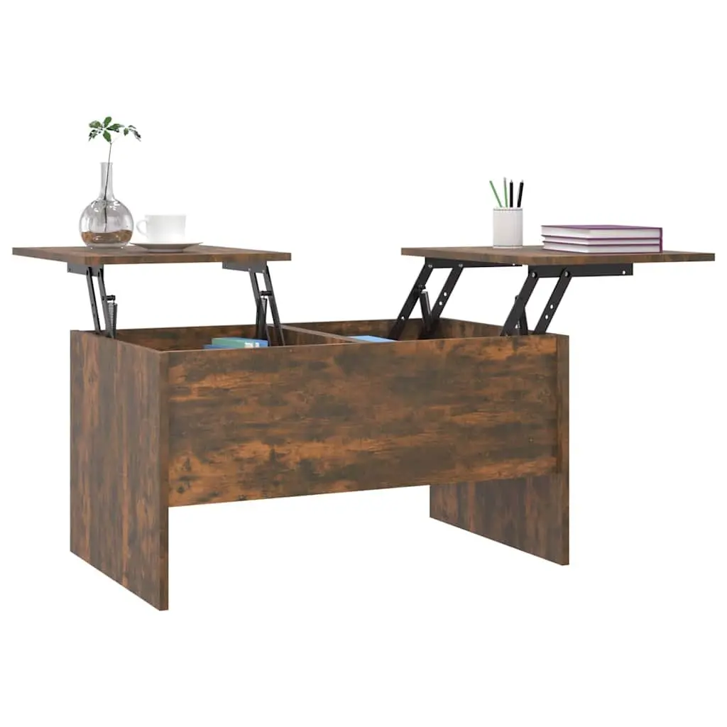 Coffee Table with Lift-Top Storage Compartments Engineered Wood Brown Furniture