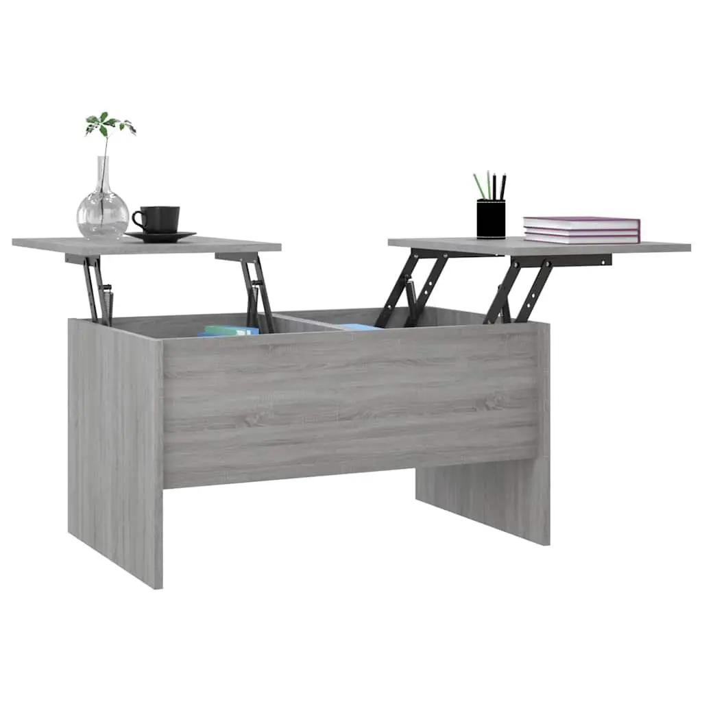 Coffee Table Grey Sonoma with Storage Compartments Adjustable Liftable Design