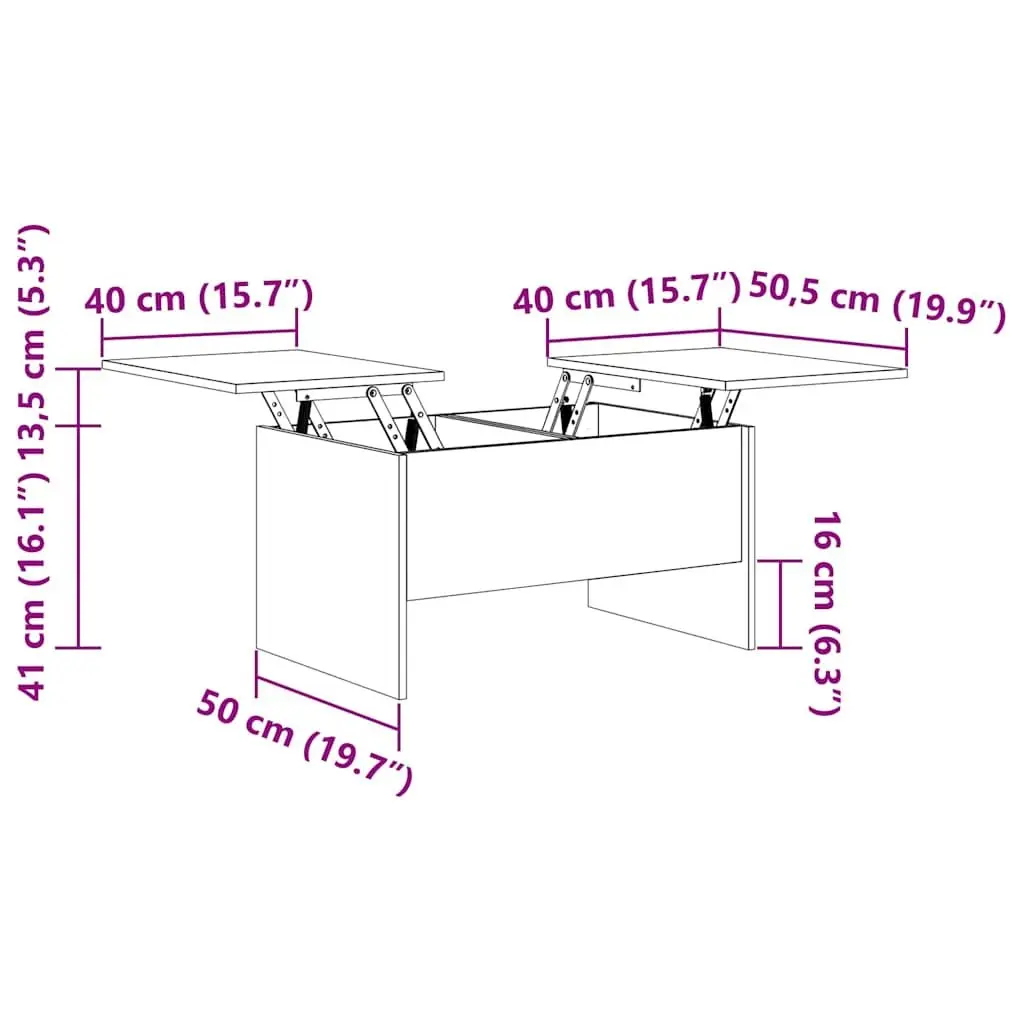 Coffee Table Grey Sonoma with Storage Compartments Adjustable Liftable Design