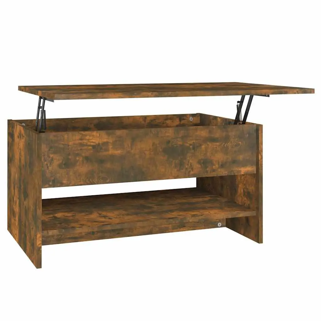 Coffee Table Hidden Storage Adjustable Liftable Top 80L x 50W x 40H cm Smoked Oak Brown