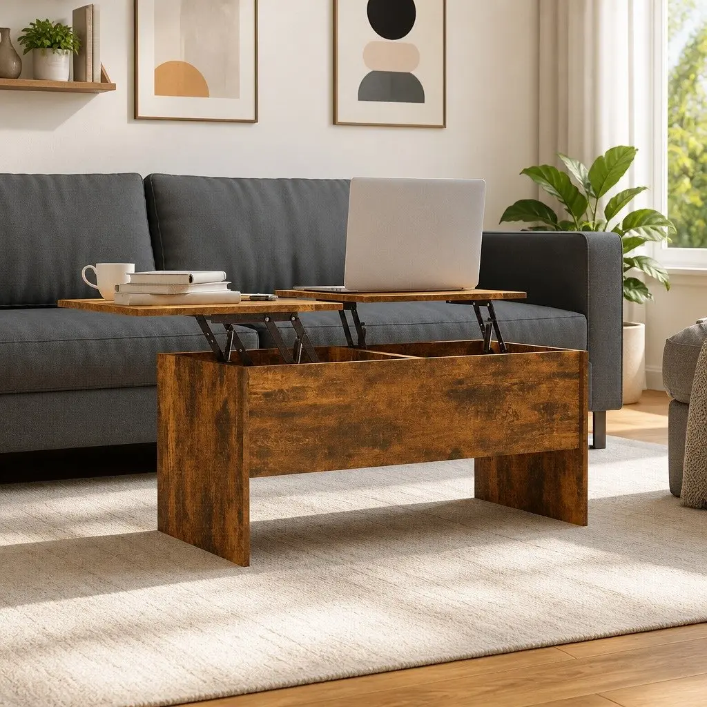 Coffee Table Lift-Top Storage Compartments Modern 102 x 50.5 x 46.5 cm Brown