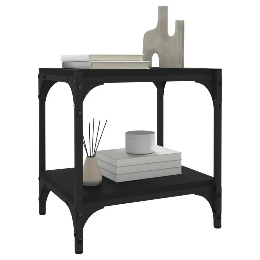 TV Cabinet Black Industrial Style 40x33x41 cm Storage Unit with Shelves