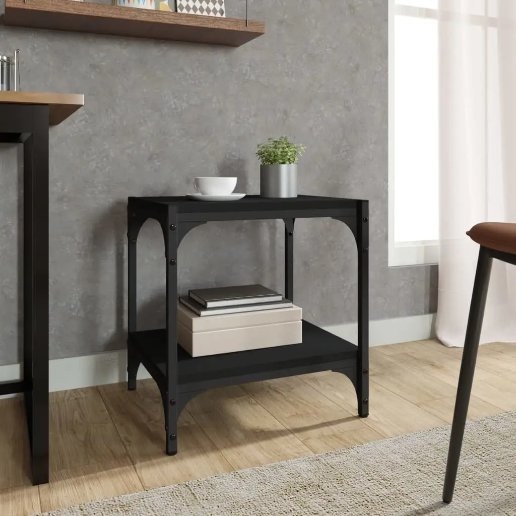 TV Cabinet Black Industrial Style 40x33x41 cm Storage Unit with Shelves