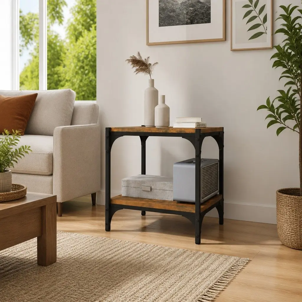 TV Cabinet Living Room Storage Unit 40 x 33 x 41 cm Brown Industrial Style