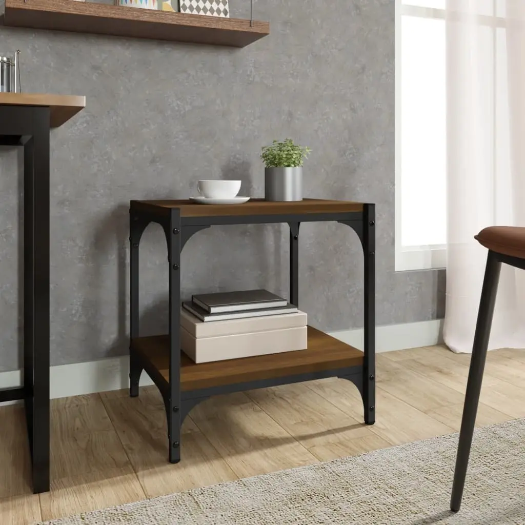 TV Cabinet Brown Oak 40x33x41cm Industrial Engineered Wood Steel Frame Storage
