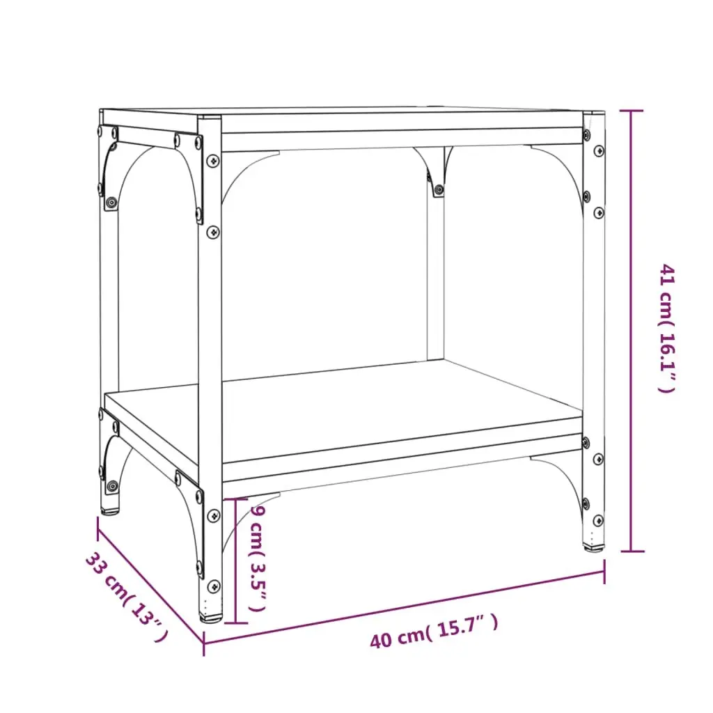 TV Cabinet Brown Oak 40x33x41cm Industrial Engineered Wood Steel Frame Storage