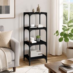 Practical Black Book Cabinet with 4 Shelves, Perfect for You