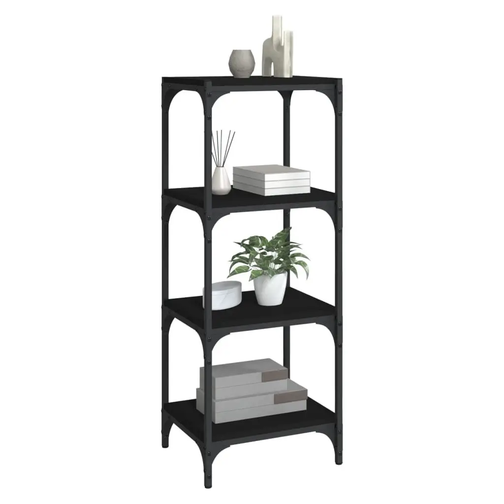 Book Cabinet Black 40x33x100 cm Storage Shelving Unit 4 Shelf Industrial Style