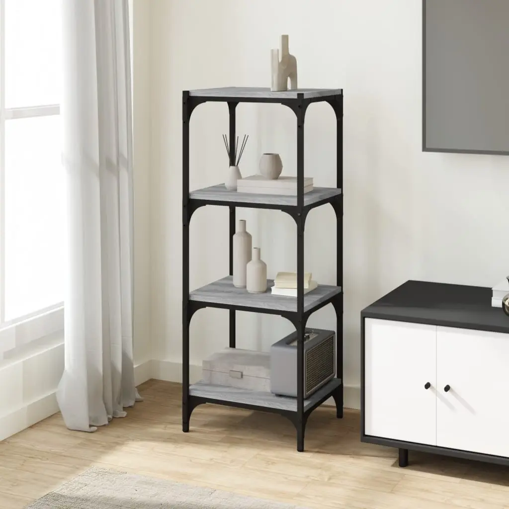 Grey Book Cabinet with 4 Shelves