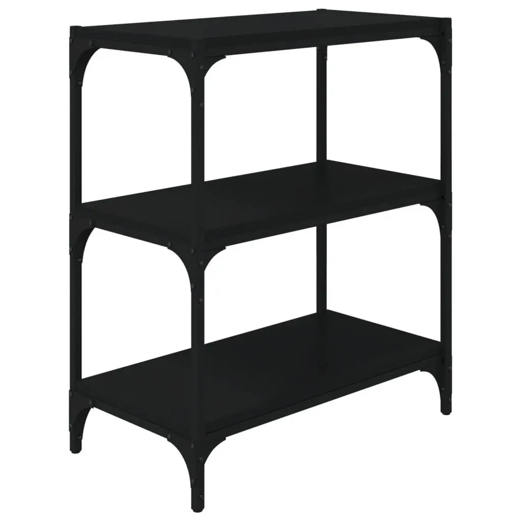 Book Cabinet Storage Shelf 60x33x70.5cm Black Industrial Style 3 Shelves