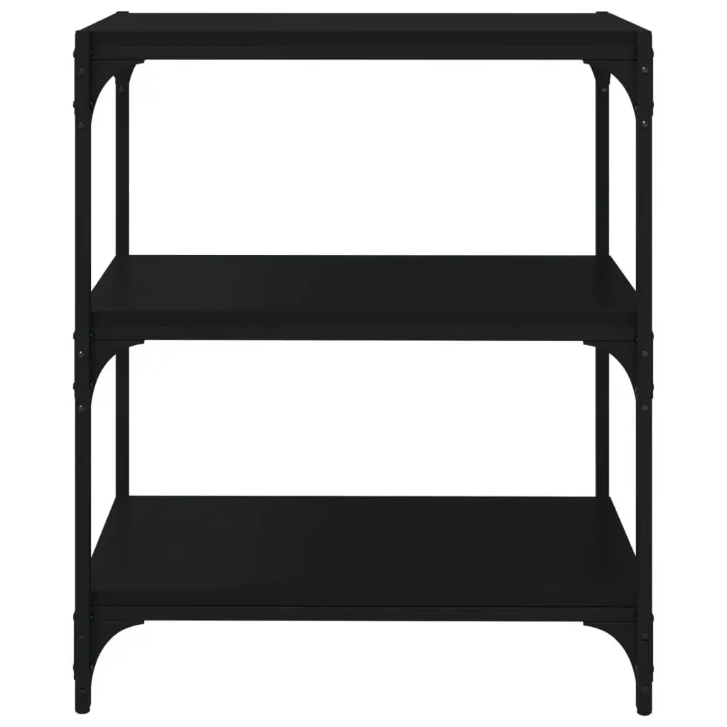 Book Cabinet Storage Shelf 60x33x70.5cm Black Industrial Style 3 Shelves