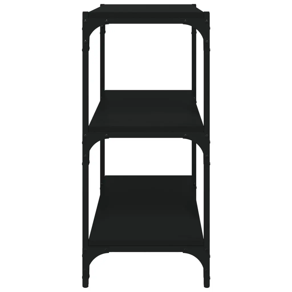 Book Cabinet Storage Shelf 60x33x70.5cm Black Industrial Style 3 Shelves