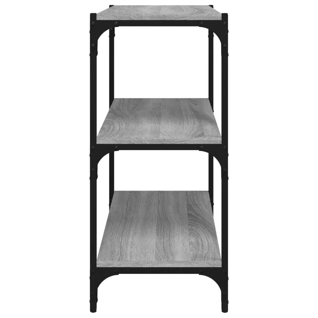 Book Cabinet Grey 3 Shelf Storage Unit Industrial Style Home Office