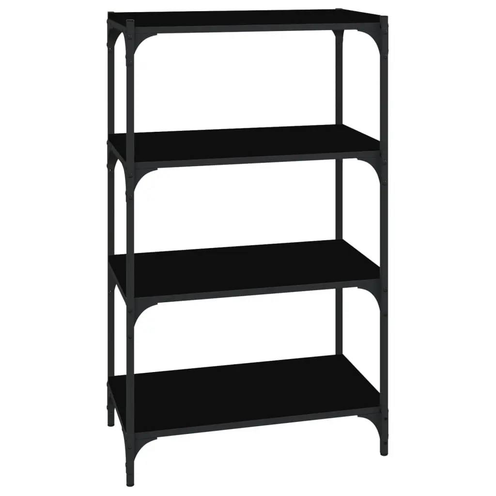 Book Cabinet Black 4 Shelves Storage Organiser Industrial Style Engineered Wood