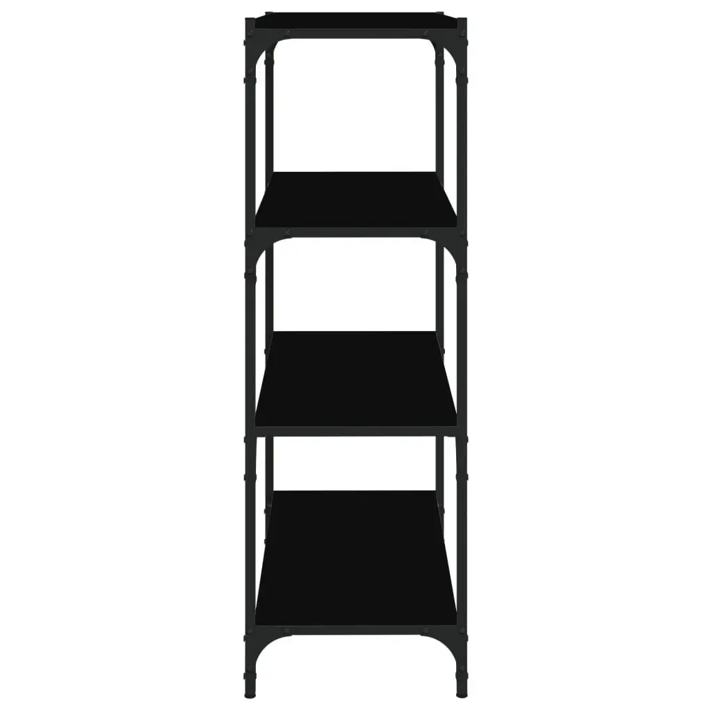 Book Cabinet Black 4 Shelves Storage Organiser Industrial Style Engineered Wood