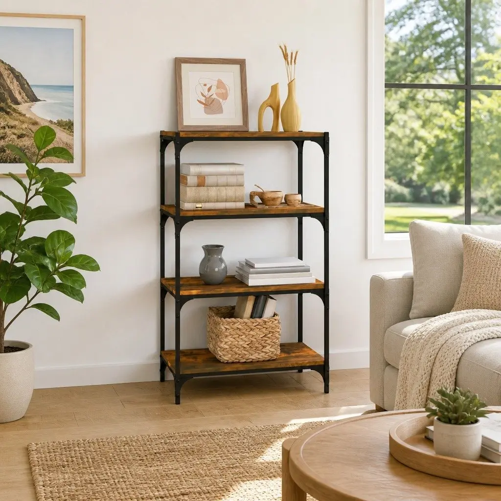 4-Shelf Book Cabinet with Durable Build