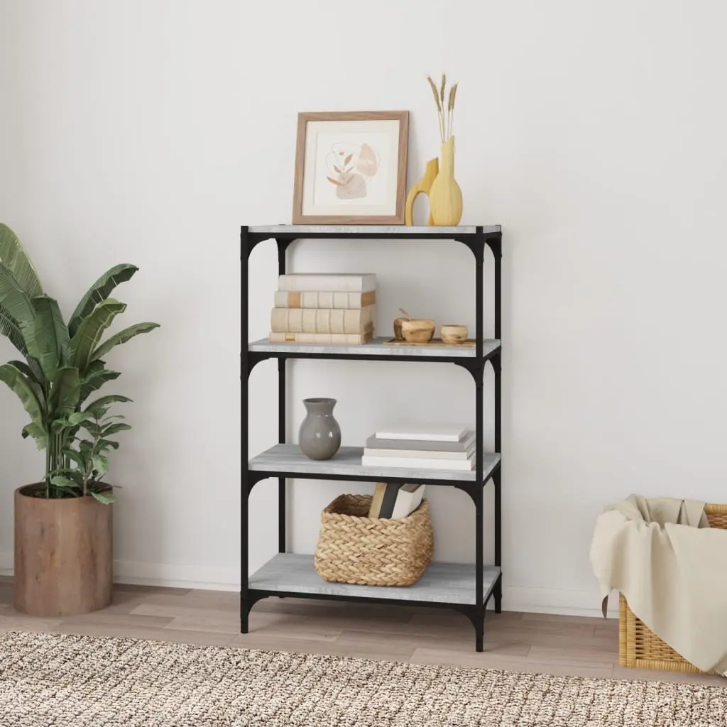 Book Cabinet Grey Sonoma 60x33x100cm Storage Shelf 4 Shelves Industrial Style