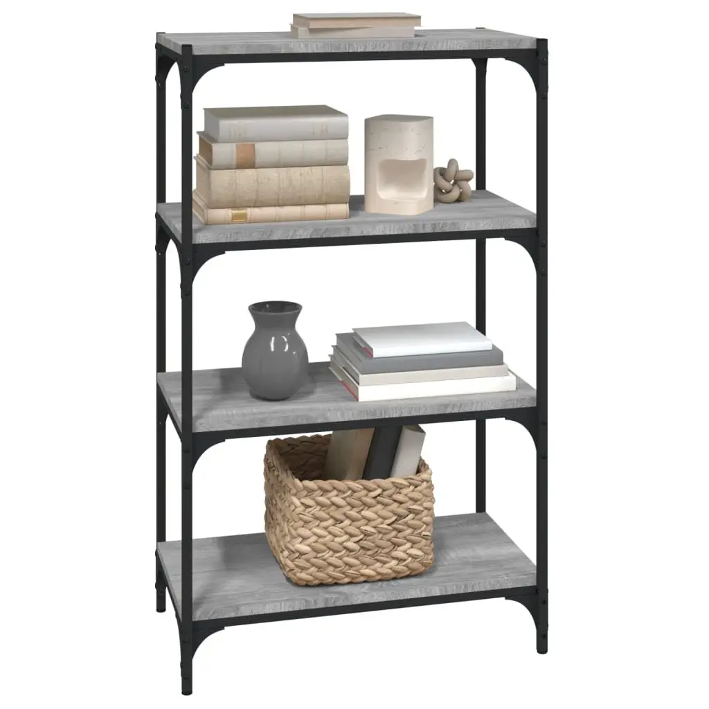 Book Cabinet Grey Sonoma 60x33x100cm Storage Shelf 4 Shelves Industrial Style