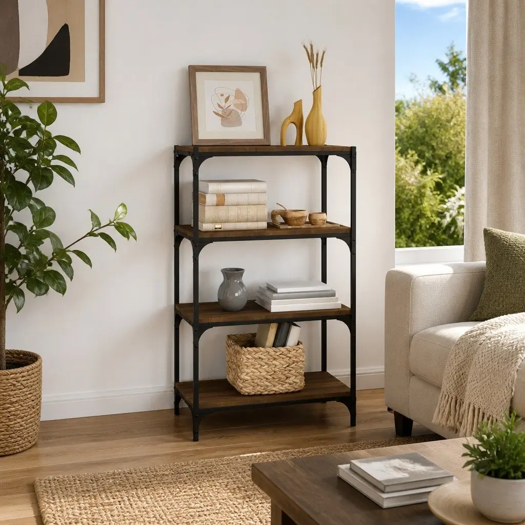 Brown Oak Book Cabinet