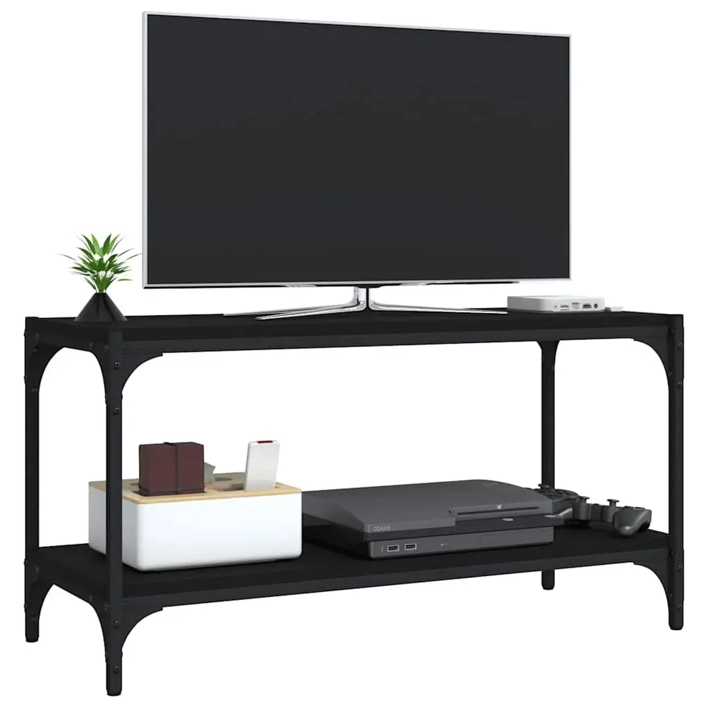 TV Cabinet Black 80x33x41 cm Industrial Style Living Room Media Storage Unit