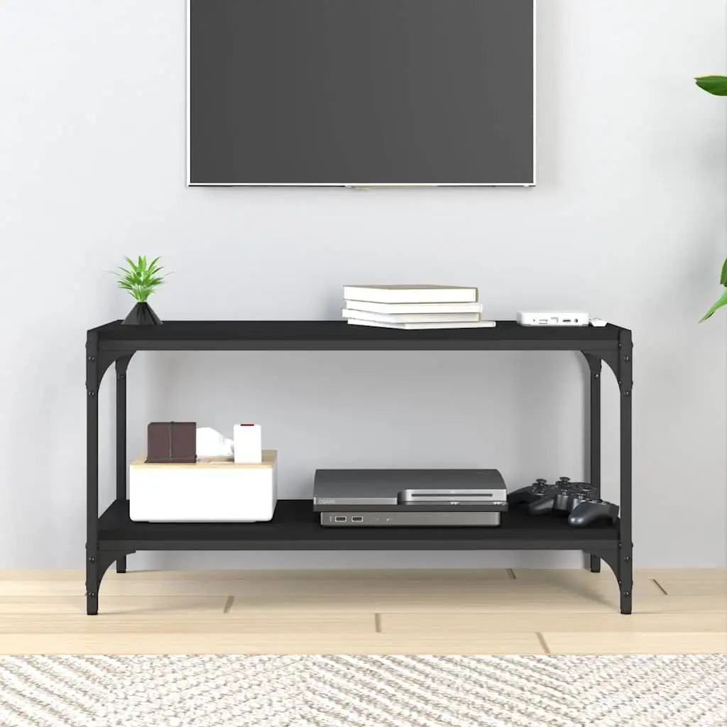 TV Cabinet Black 80x33x41 cm Industrial Style Living Room Media Storage Unit