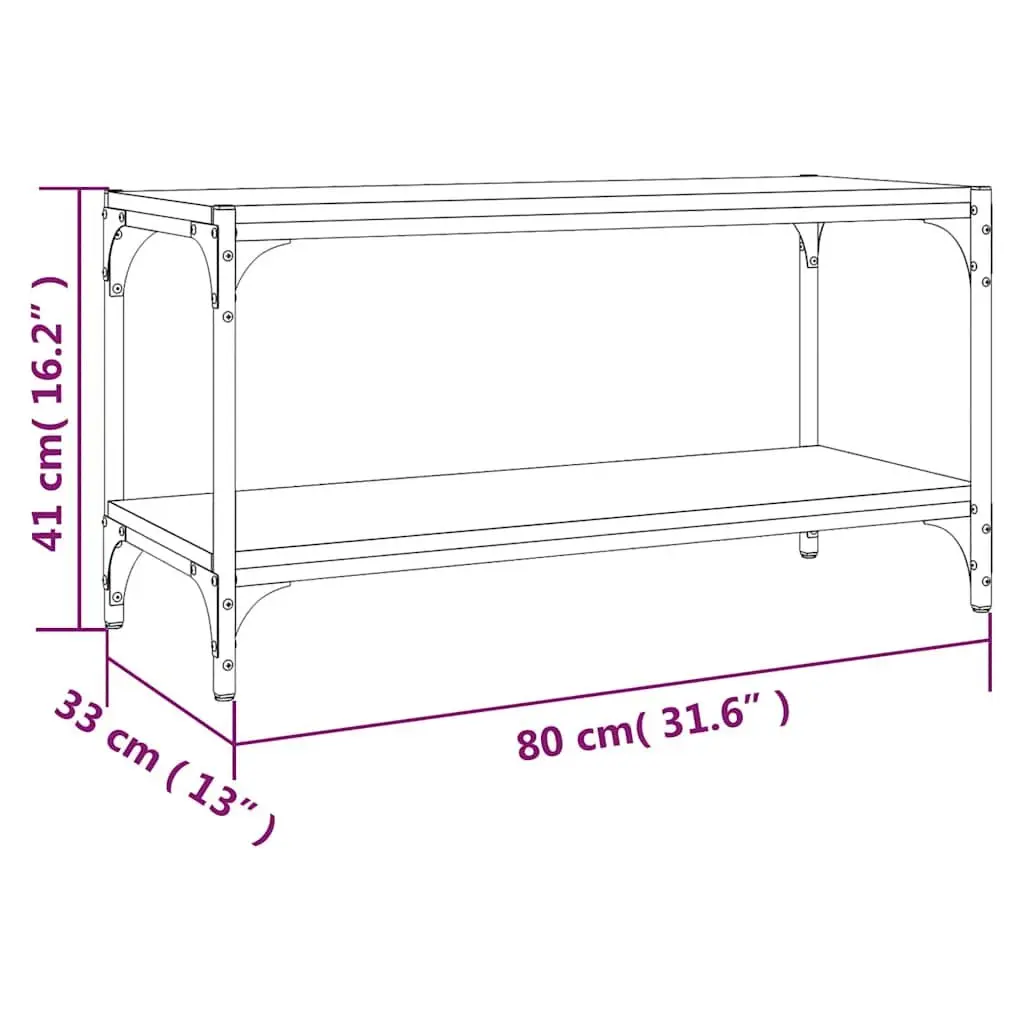 TV Cabinet Black 80x33x41 cm Industrial Style Living Room Media Storage Unit