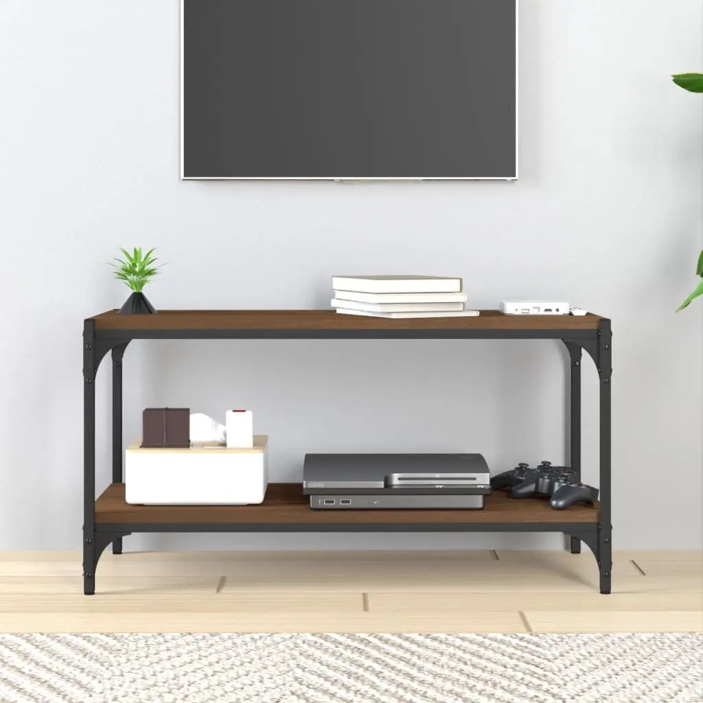 TV Cabinet Living Room Storage Unit 80x33x41cm Brown Oak with 2 Shelves