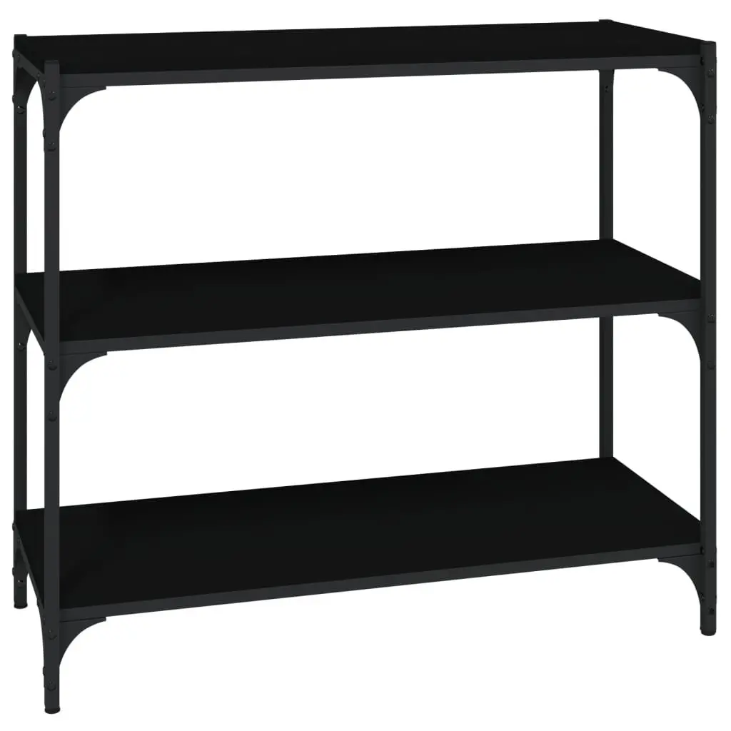 Book Cabinet Storage 80x33x70.5 cm Black Engineered Wood Steel Shelves