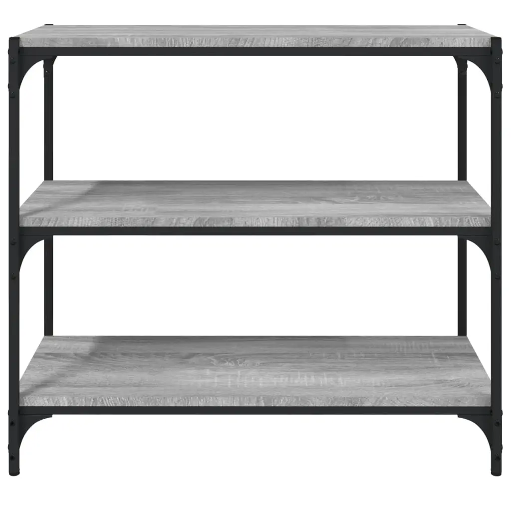 Book Cabinet Storage 3 Shelves Grey Engineered Wood Steel Frame Industrial