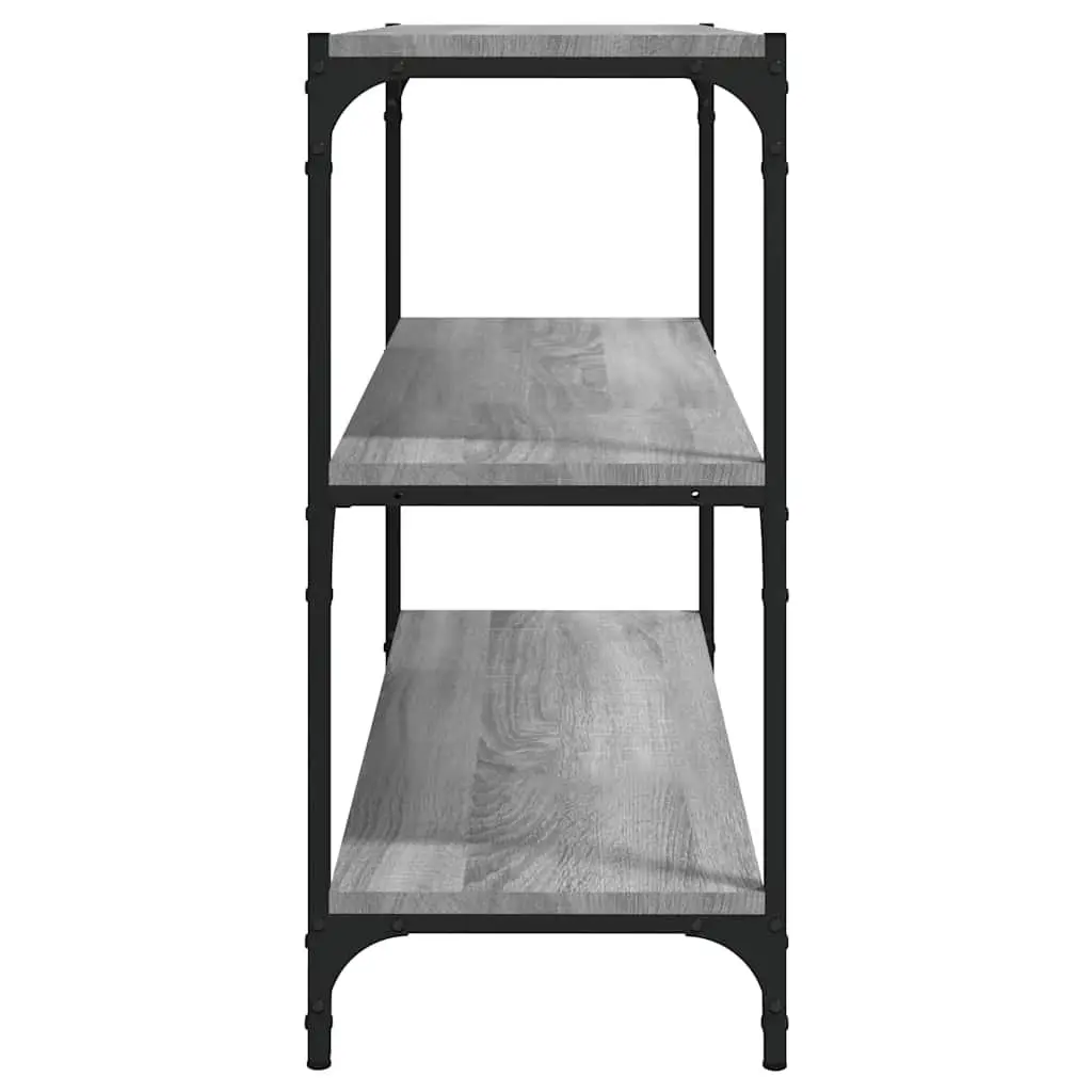 Book Cabinet Storage 3 Shelves Grey Engineered Wood Steel Frame Industrial