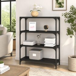 Black Book Cabinet with 4 Shelves: Practical Storage Solution